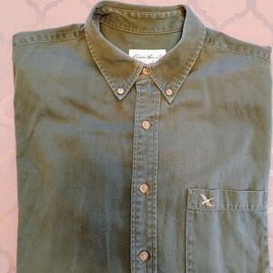 Eddie Bauer Men's Green Button-Down Long Sleeve Large Shirt